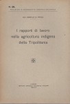 I rapporti di lavoro nella agricoltura indigena della Tripolitania